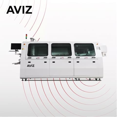 AVIZ Lead-free Wave Stability Lead Wave Soldering System for Through-hole Process Control - DIP, THT, wave, and selective soldering AVIZ Lead-free Wave Stability Lead Wave Soldering System for Through-hole Process Control equipment view for through-hole and selective soldering