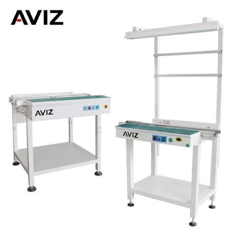 AVIZ Industrial Insertion PCB Conveyor for Board Transfer Control - تحميل وتفريغ ونقل وتخزين PCB المؤقت AVIZ Industrial Insertion PCB Conveyor for Board Transfer Control منظر المعدة ضمن حركة PCB مستقرة بين مراحل العملية