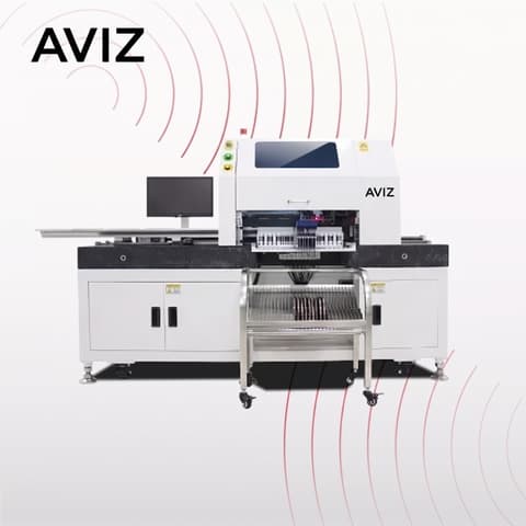 AVIZ Strip Mounting Pick and Place Platform for Placement Capacity Review - SMT component placement AVIZ Strip Mounting Pick and Place Platform for Placement Capacity Review equipment view for SMD component placement