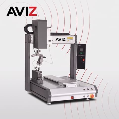 AVIZ Benchtop Quick Desktop Benchtop Automation Robot for Repeatable Workcell Control - روبوتات الأتمتة المكتبية AVIZ Benchtop Quick Desktop Benchtop Automation Robot for Repeatable Workcell Control منظر المعدة ضمن أتمتة خلوية متكررة للحام أو التوزيع أو البراغي أو الراوتر