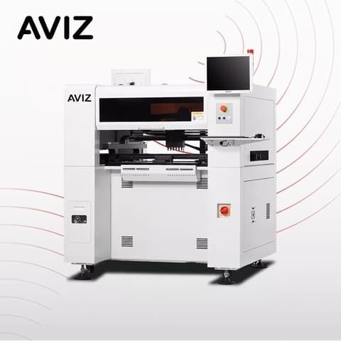 AVIZ Production Motherboard Pick and Place Platform for Placement Capacity Review - SMT component placement AVIZ Production Motherboard Pick and Place Platform for Placement Capacity Review equipment view for SMD component placement