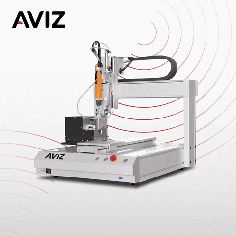 AVIZ 50MM 4000MM Xyz Gantry Screwing Robot for Repeatable Workcell Control - روبوتات الأتمتة المكتبية AVIZ 50MM 4000MM Xyz Gantry Screwing Robot for Repeatable Workcell Control منظر المعدة ضمن أتمتة خلوية متكررة للحام أو التوزيع أو البراغي أو الراوتر