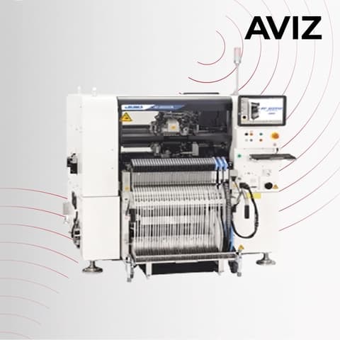 AVIZ 3010A JUKI Line Chip Pick and Place Platform for Placement Capacity Review - تركيب مكونات SMT AVIZ 3010A JUKI Line Chip Pick and Place Platform for Placement Capacity Review منظر المعدة ضمن تركيب مكونات SMD